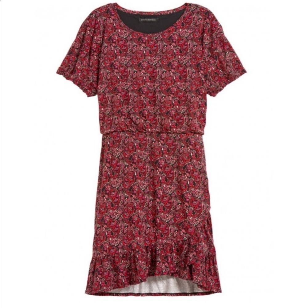 Banana Republic floral flounce hem tshirt dress size S
